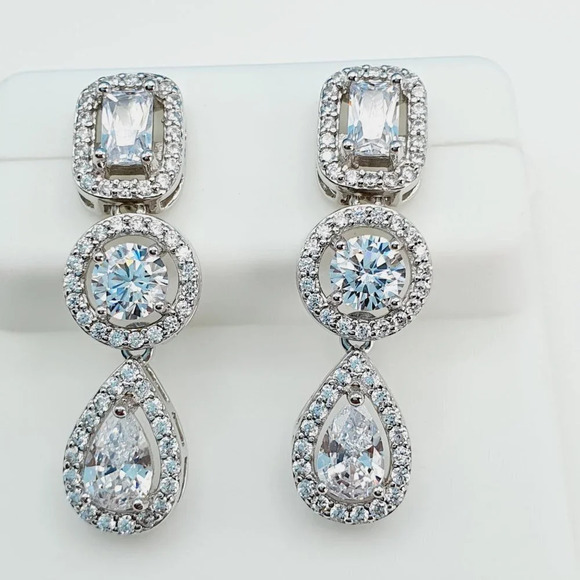 "925 Sterling Silver Cubic Zircon Earrings, UU1P7A7024 - Picture 6 of 11
